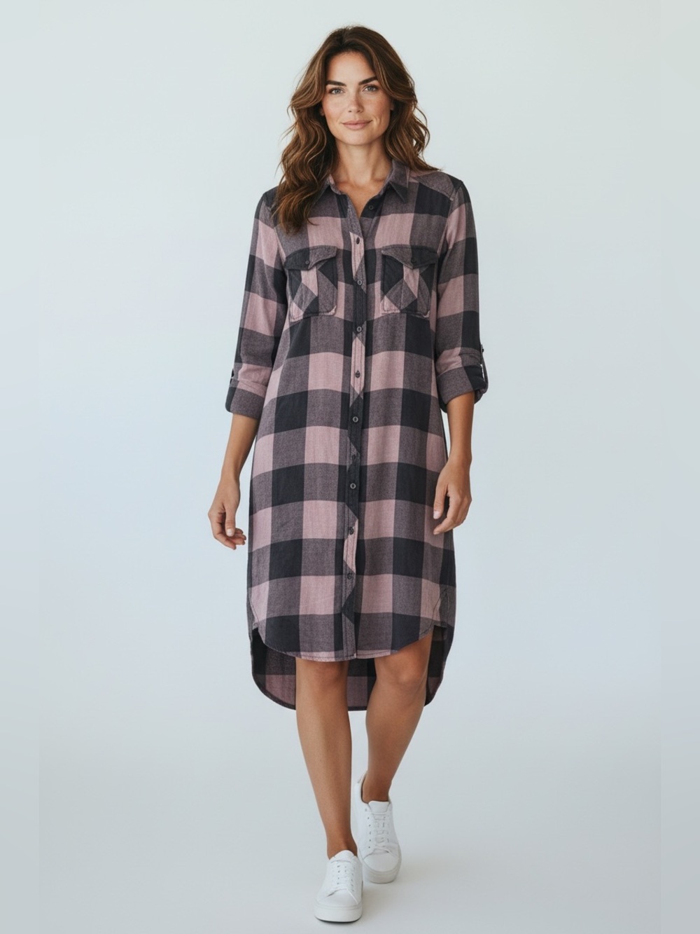 Wilfred Plaid Button-Front Shirt Dress